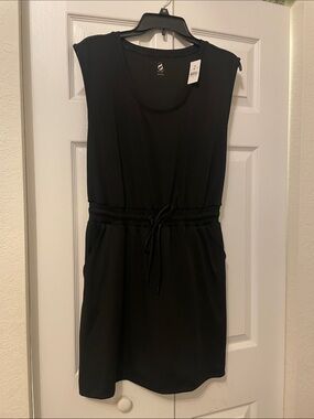 Lou & Grey Black Sleeveless Drawstring Waist Dress